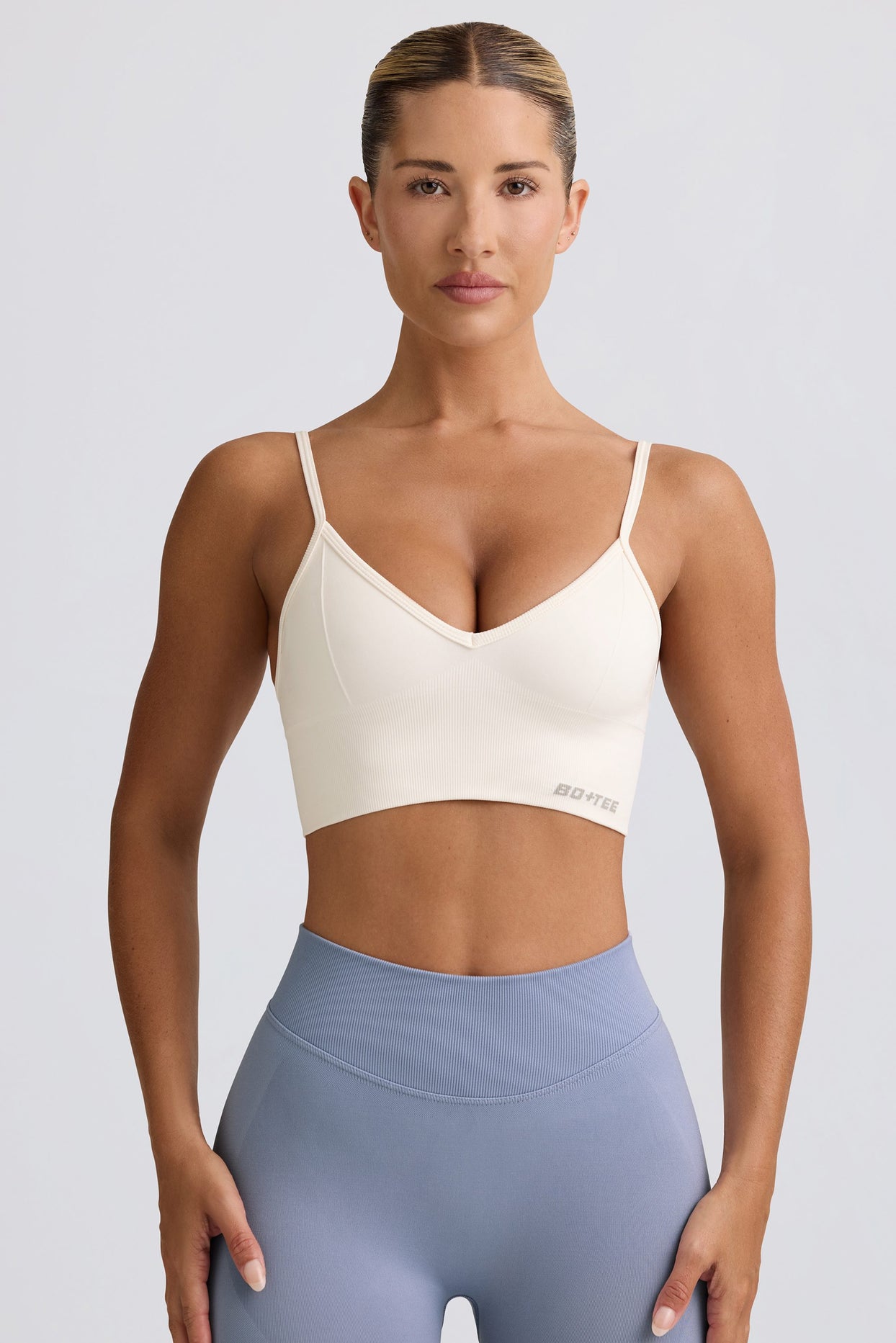 Define Luxe V-Neck Sports Bra in White - 5
