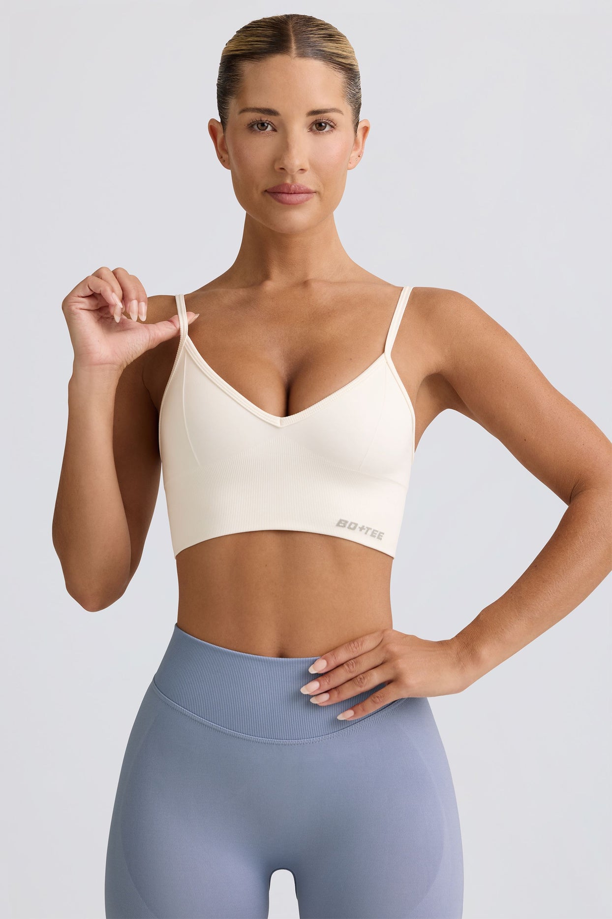 Define Luxe V-Neck Sports Bra in White - 6