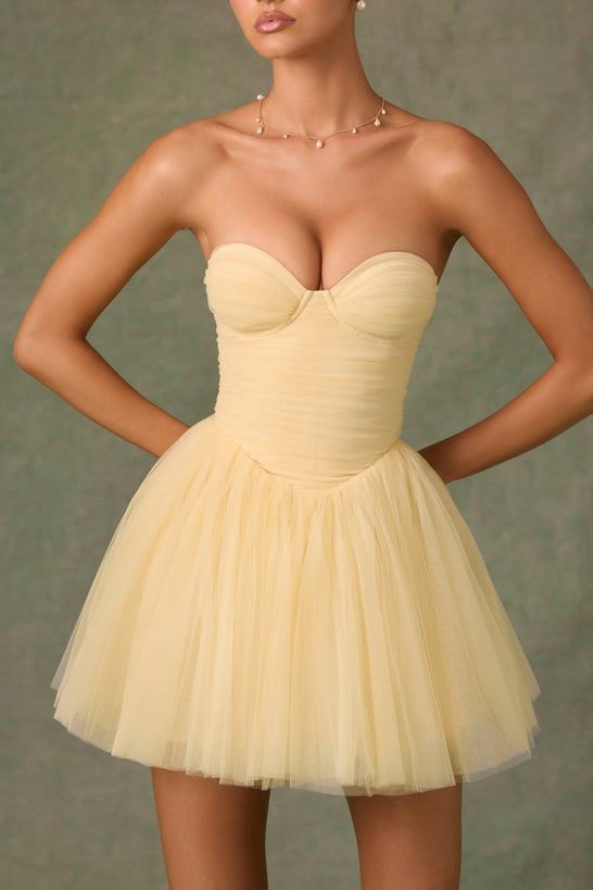 Tulle Corset Mini Dress in Yellow