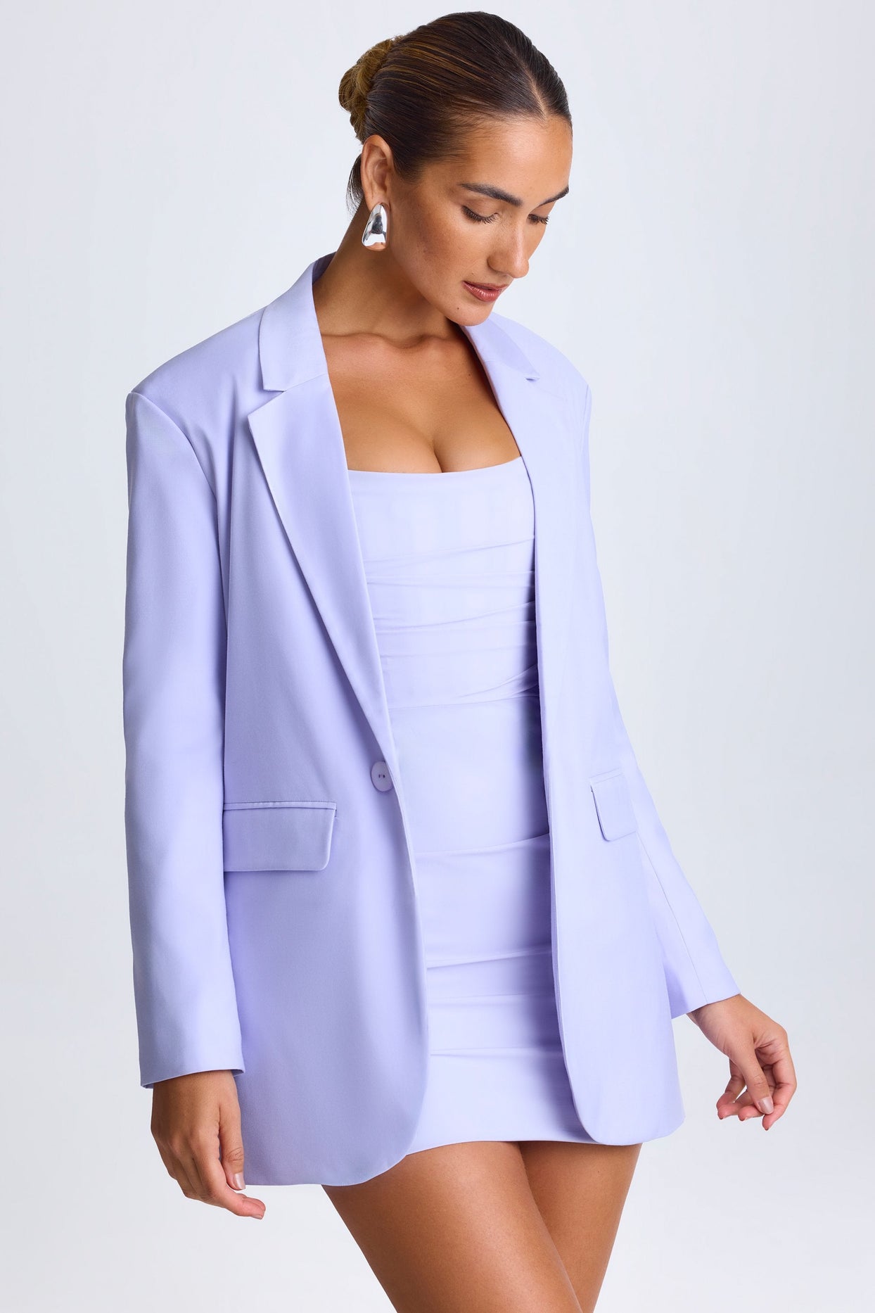 Oversized Single-Breasted Blazer in Soft Lilac