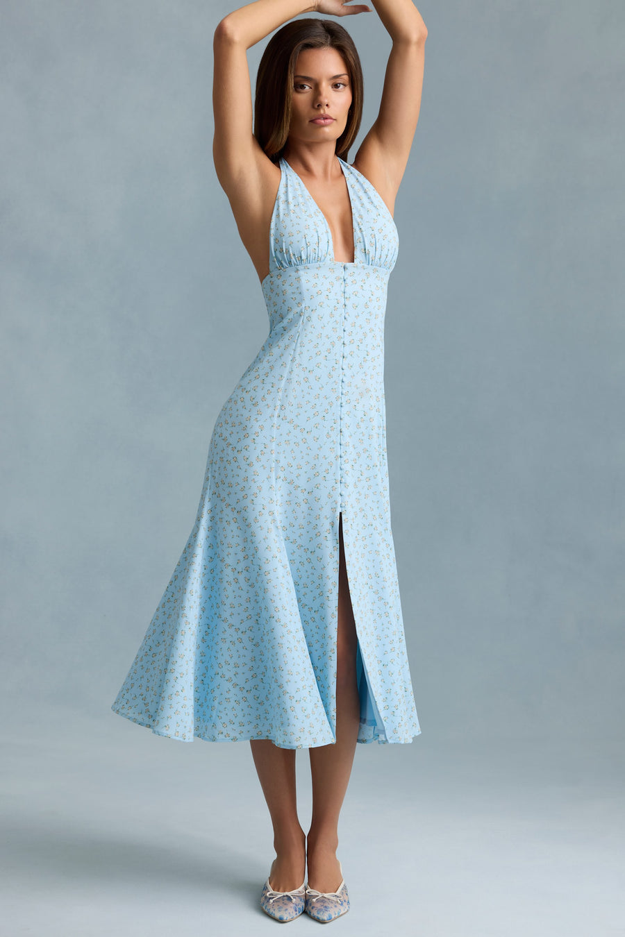 Heliconia Heaven Blue Button Front Tank Dress