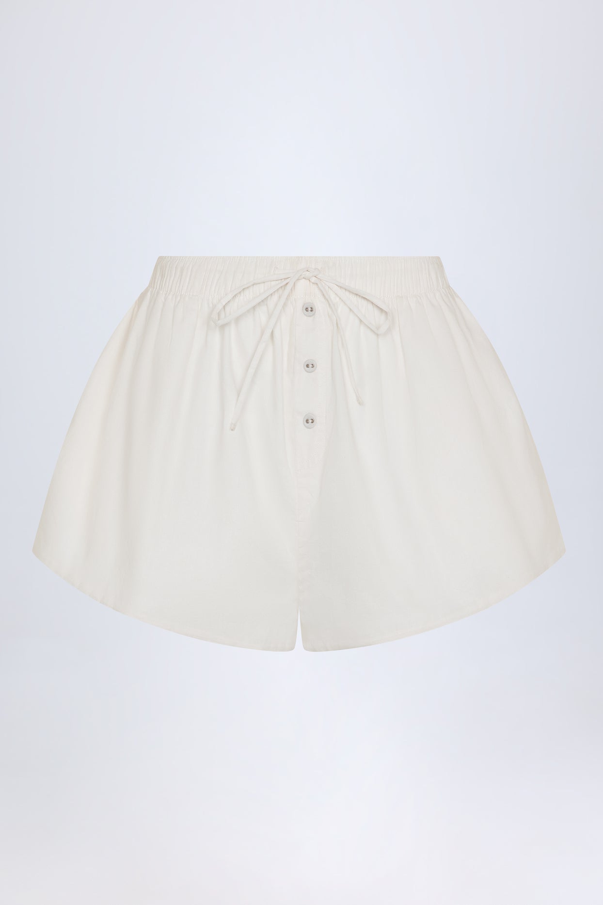 Tie-Front Cotton-Poplin Shorts in White - 3