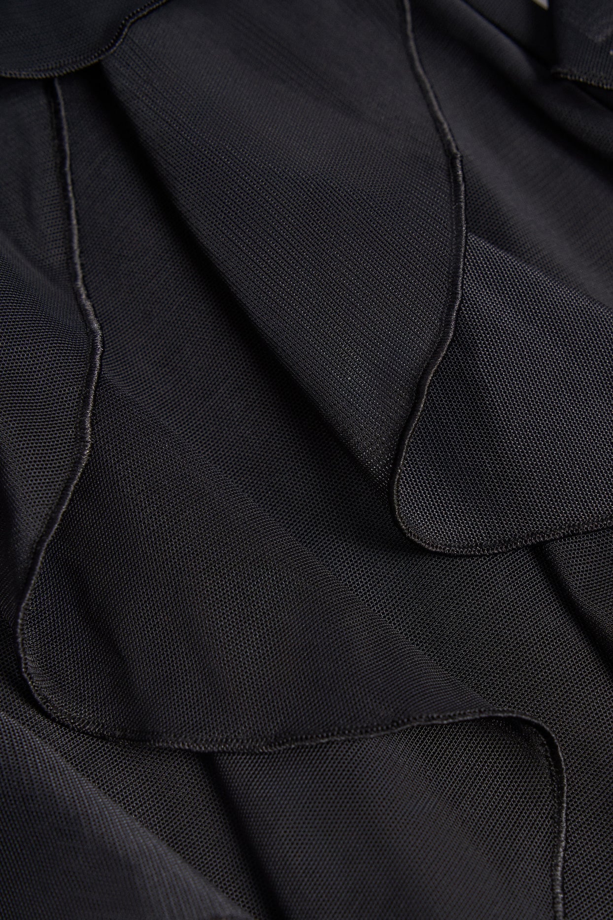 Ruffled Mid-Rise Flared Trousers in Black - 3