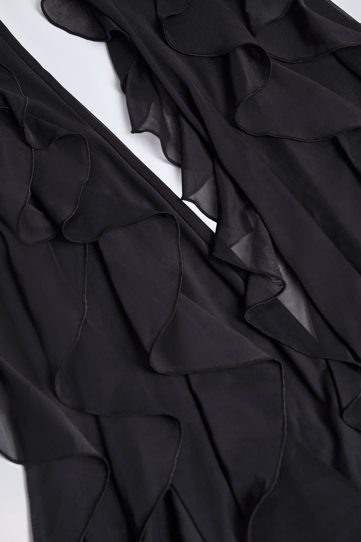 Ruffled Mid-Rise Flared Trousers in Black - 5