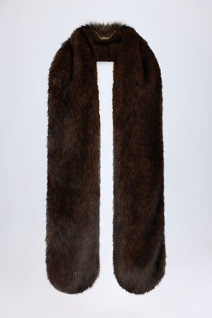 Faux-Fur Stole in Brown