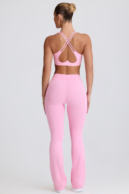 Soft Active Crossover Flared Trousers in Baby Pink