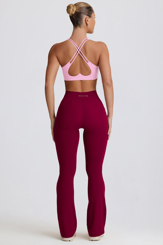 Soft Active Crossover Flared Trousers in Burgundy