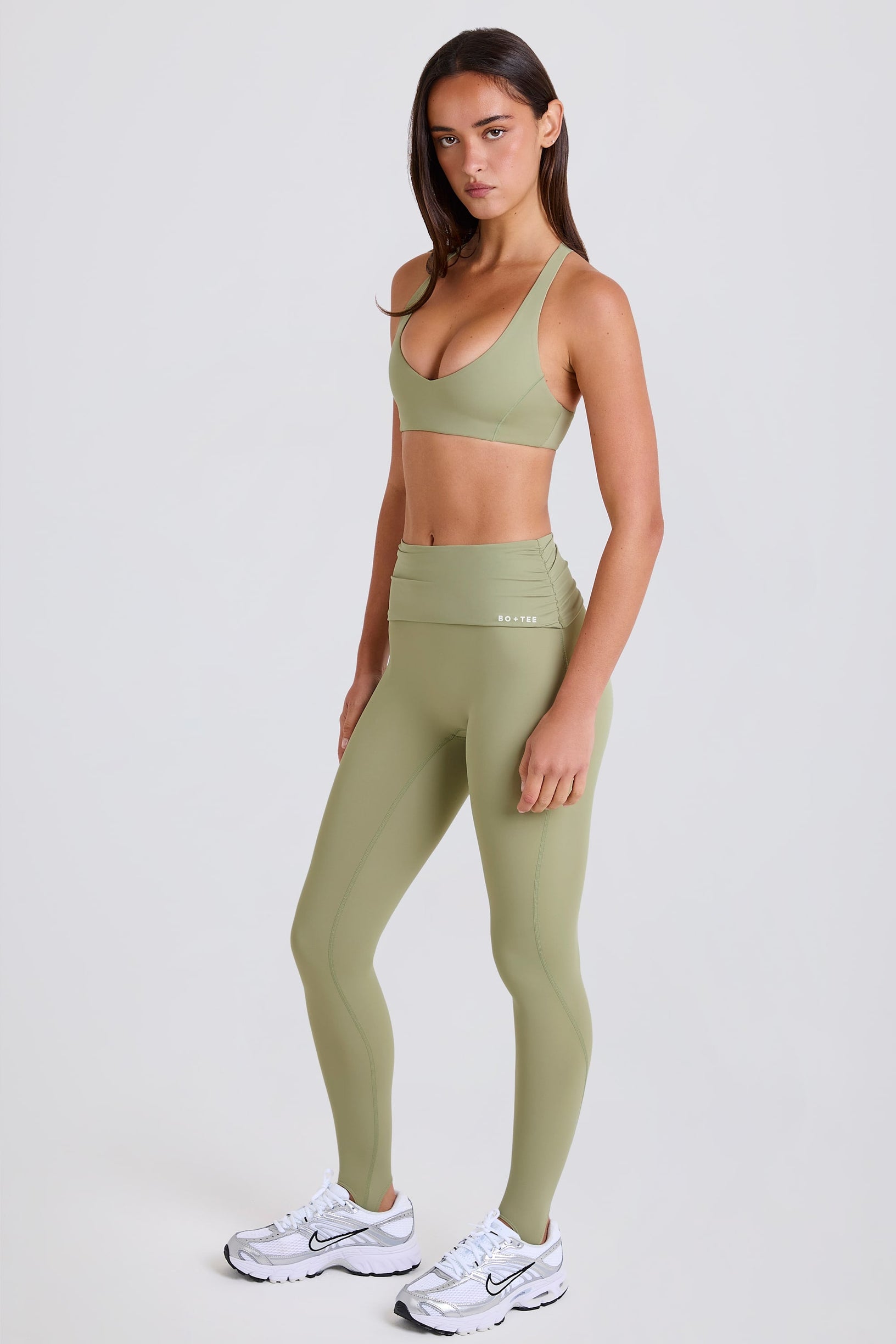 Foldover Mid-Rise Stirrup Leggings in Matcha - 1