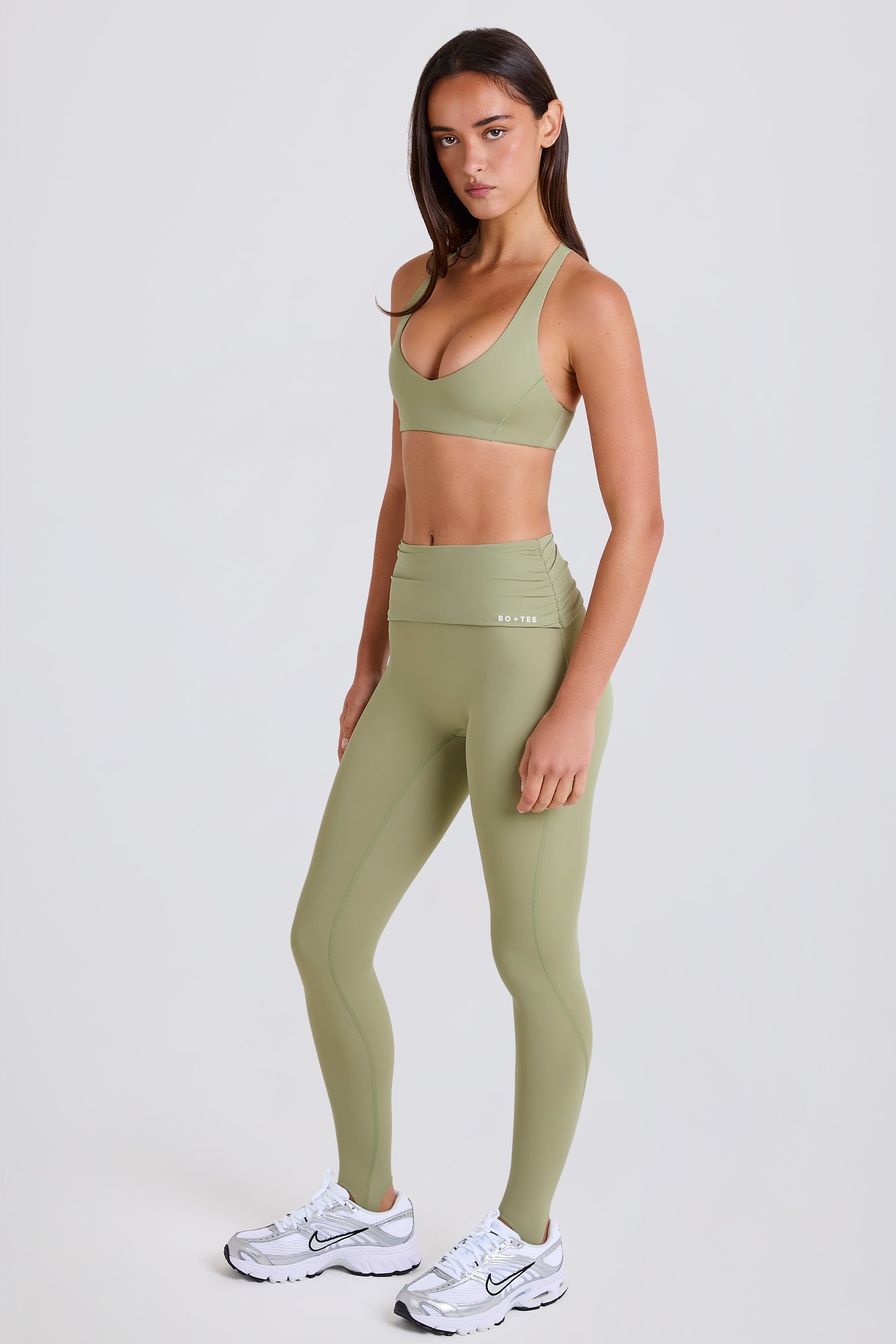 Foldover Mid-Rise Stirrup Leggings in Matcha - 1