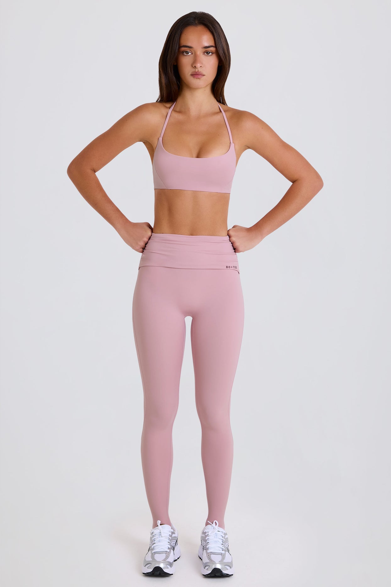 Foldover Mid-Rise Stirrup Leggings in Mauve - 5