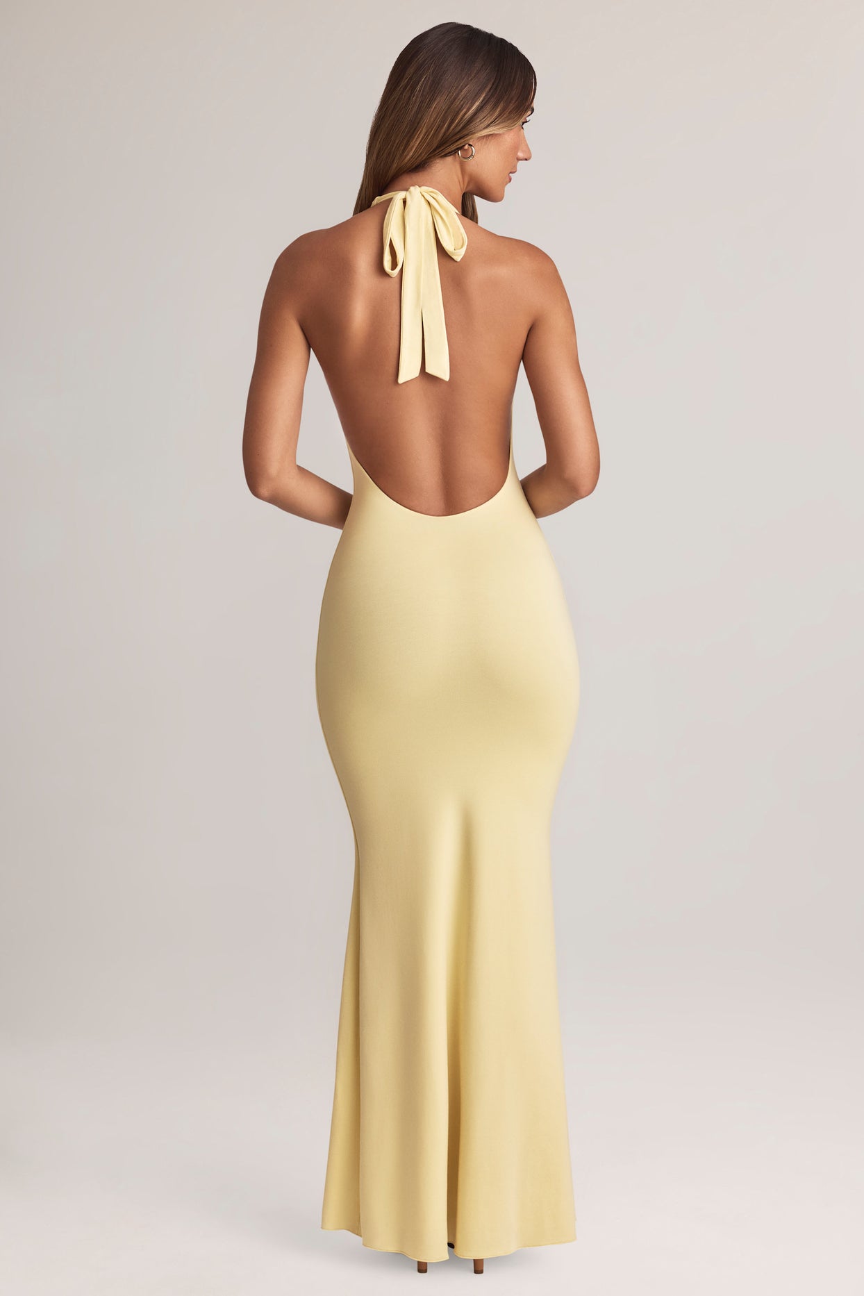 Modal Halterneck Maxi Dress in Lemon Sherbet - 3