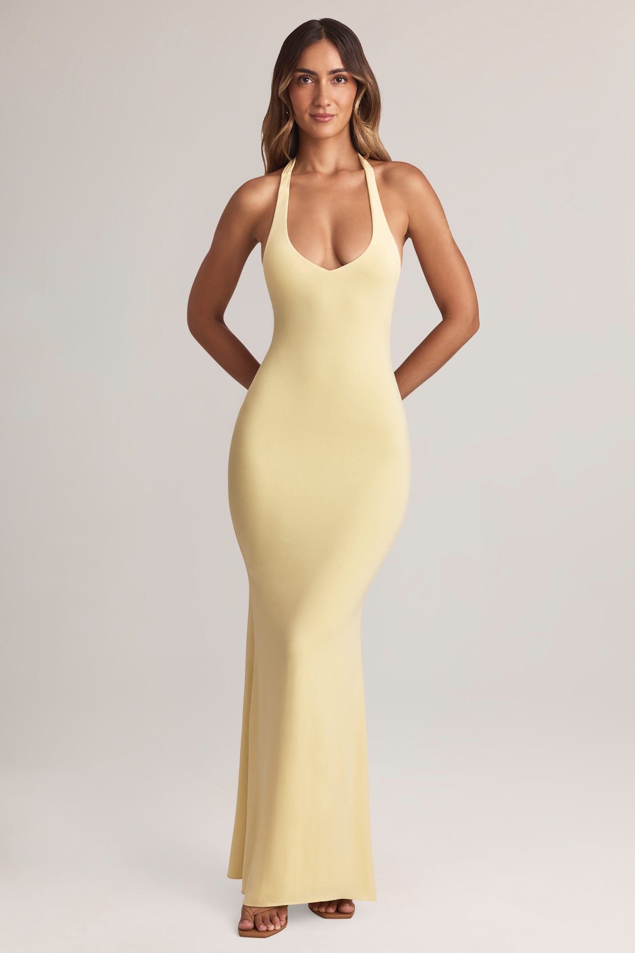 Modal Halterneck Maxi Dress in Lemon Sherbet - 5
