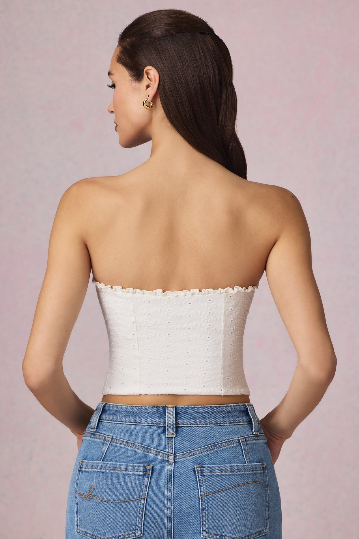 Modal Broderie Anglaise Camisole Top in White - 3