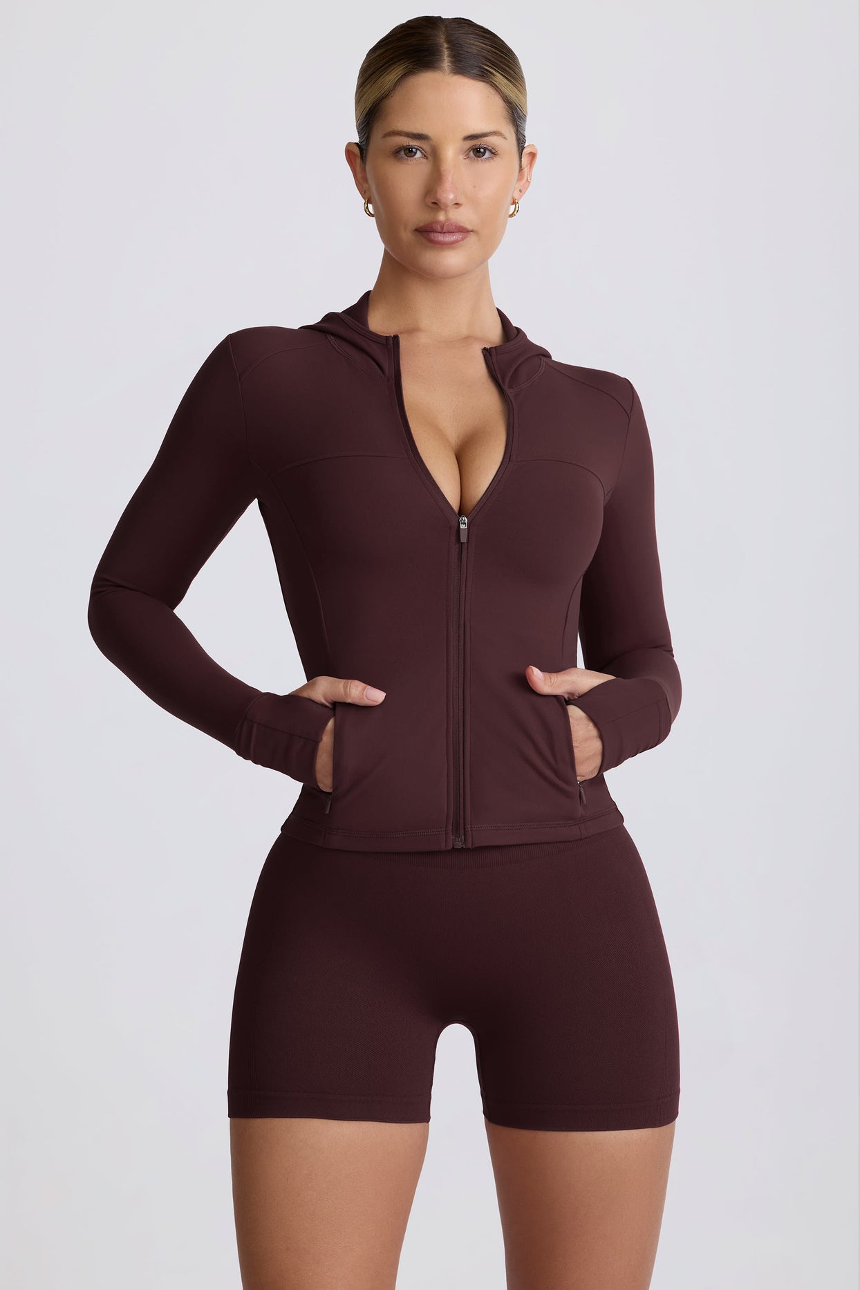 Soft Active Hooded Mid-Layer Jacket in Chocolate - 10