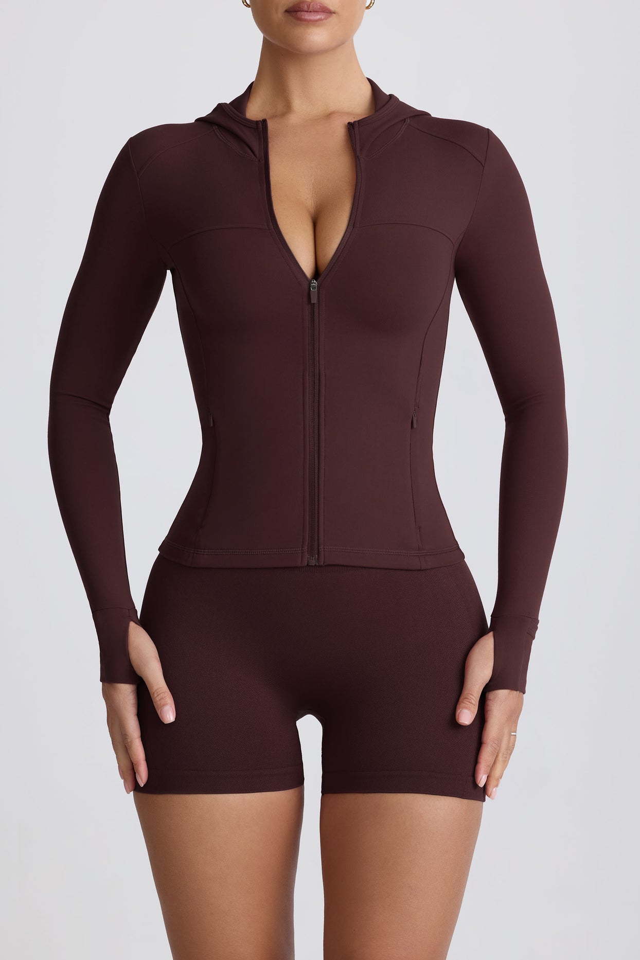 Soft Active Hooded Mid-Layer Jacket in Chocolate - 6