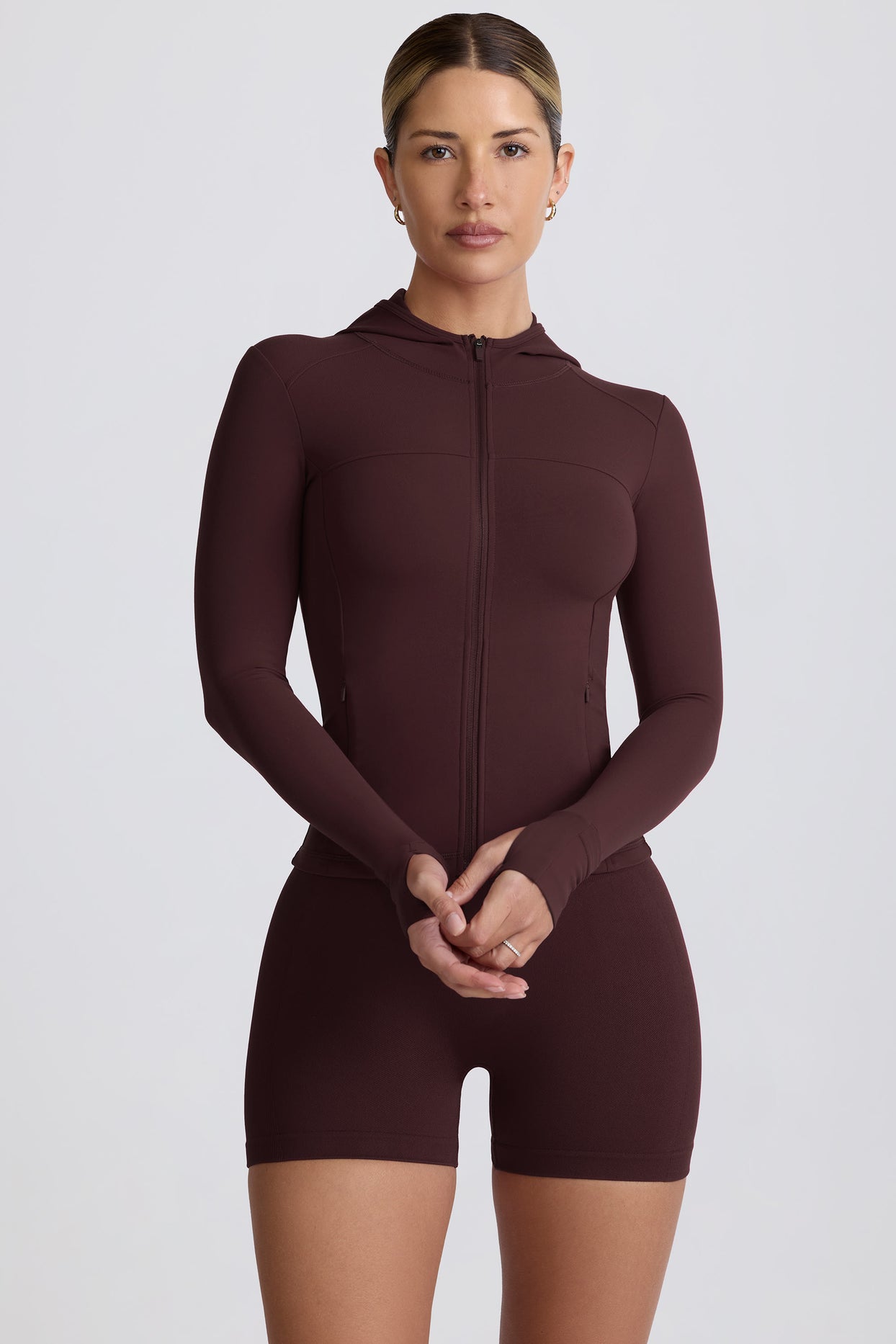 Soft Active Hooded Mid-Layer Jacket in Chocolate - 7