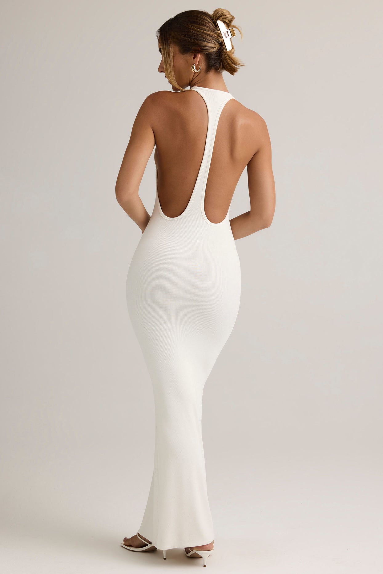 Modal Racerback Maxi Dress in White - 3