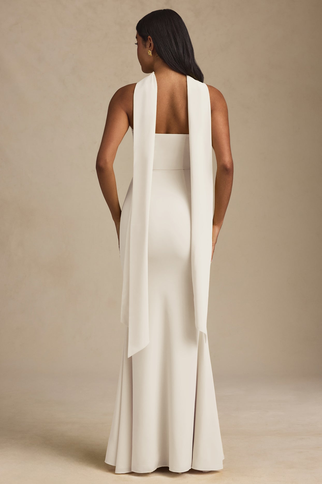 Scarf-Detail Strapless Gown in Ivory - 5