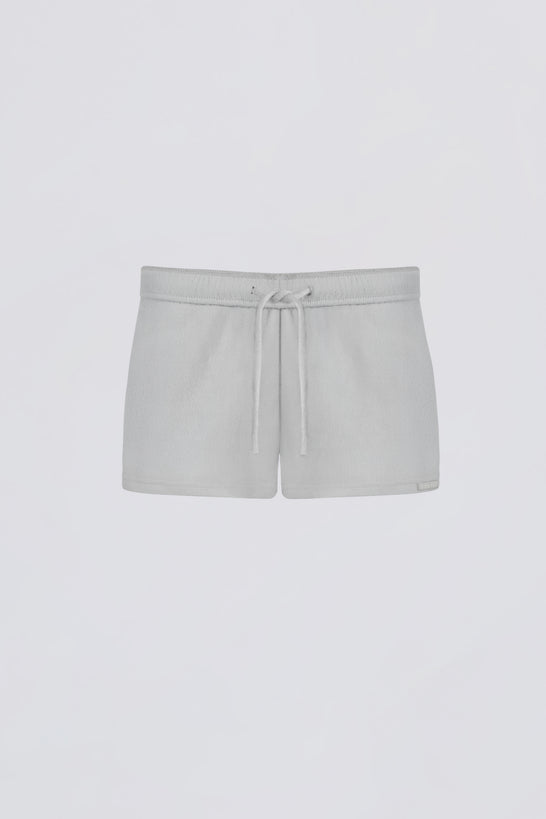 Brushed Jersey Elasticated Mini Shorts in Fog Grey