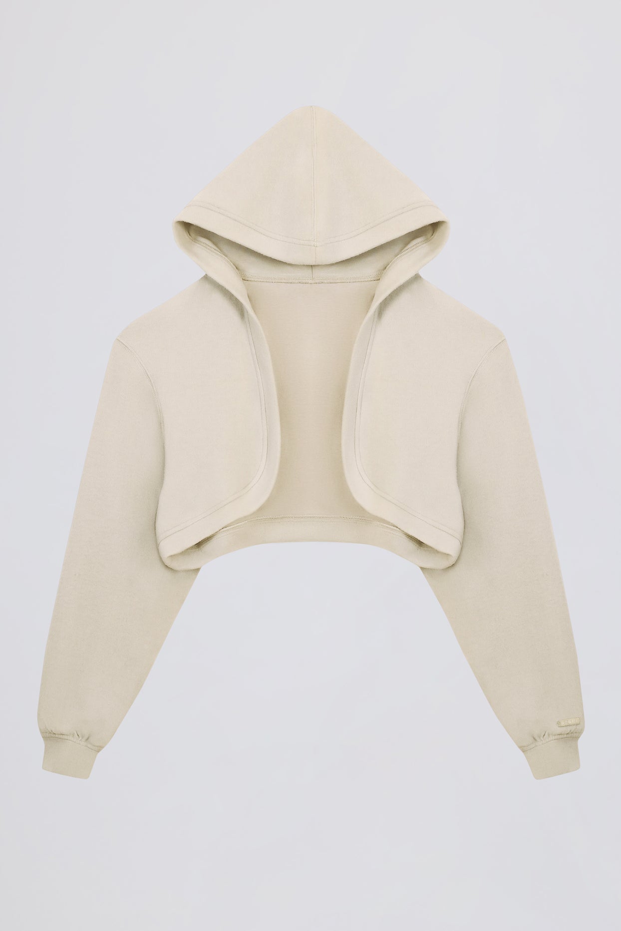 Brushed Jersey Hooded Cropped Shrug in Ecru - 2