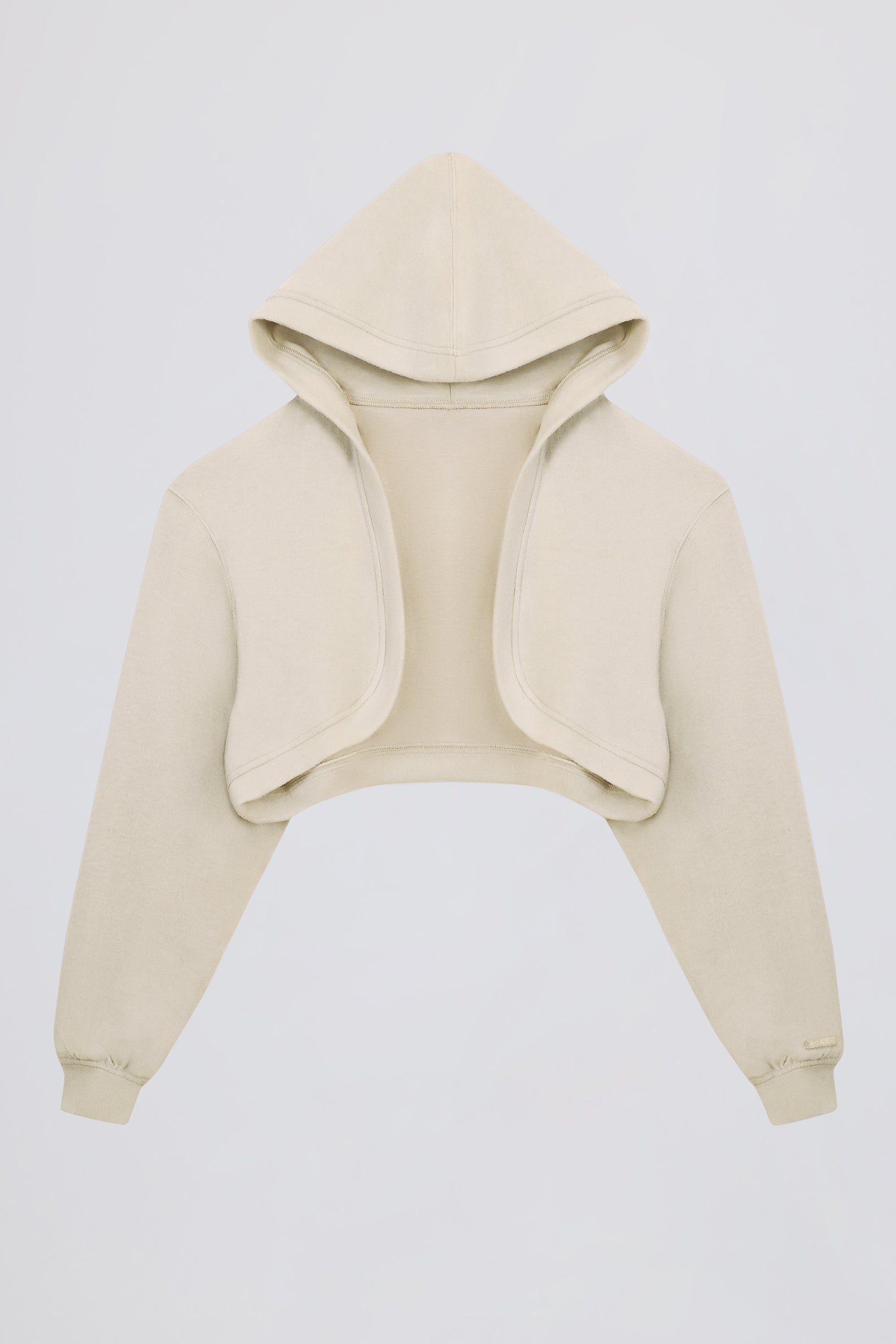 Brushed Jersey Hooded Cropped Shrug in Ecru - 2