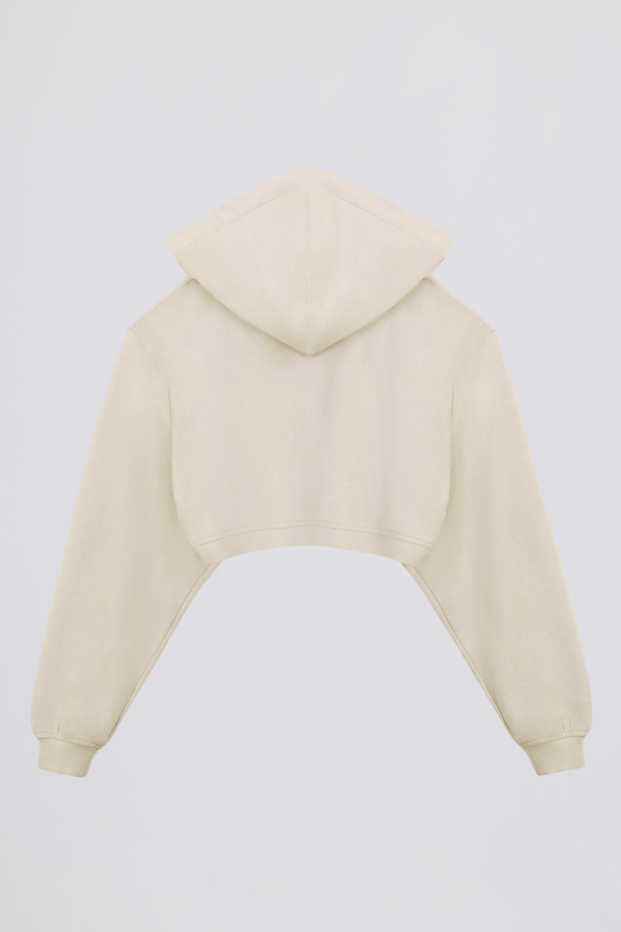 Brushed Jersey Hooded Cropped Shrug in Ecru - 4