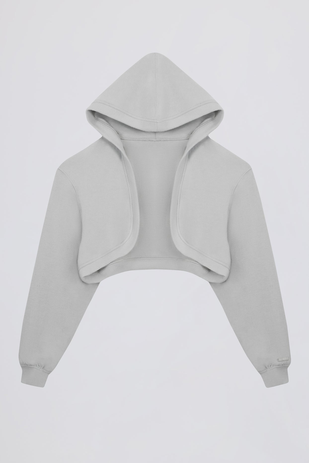 Brushed Jersey Hooded Cropped Shrug in Fog Grey - 2