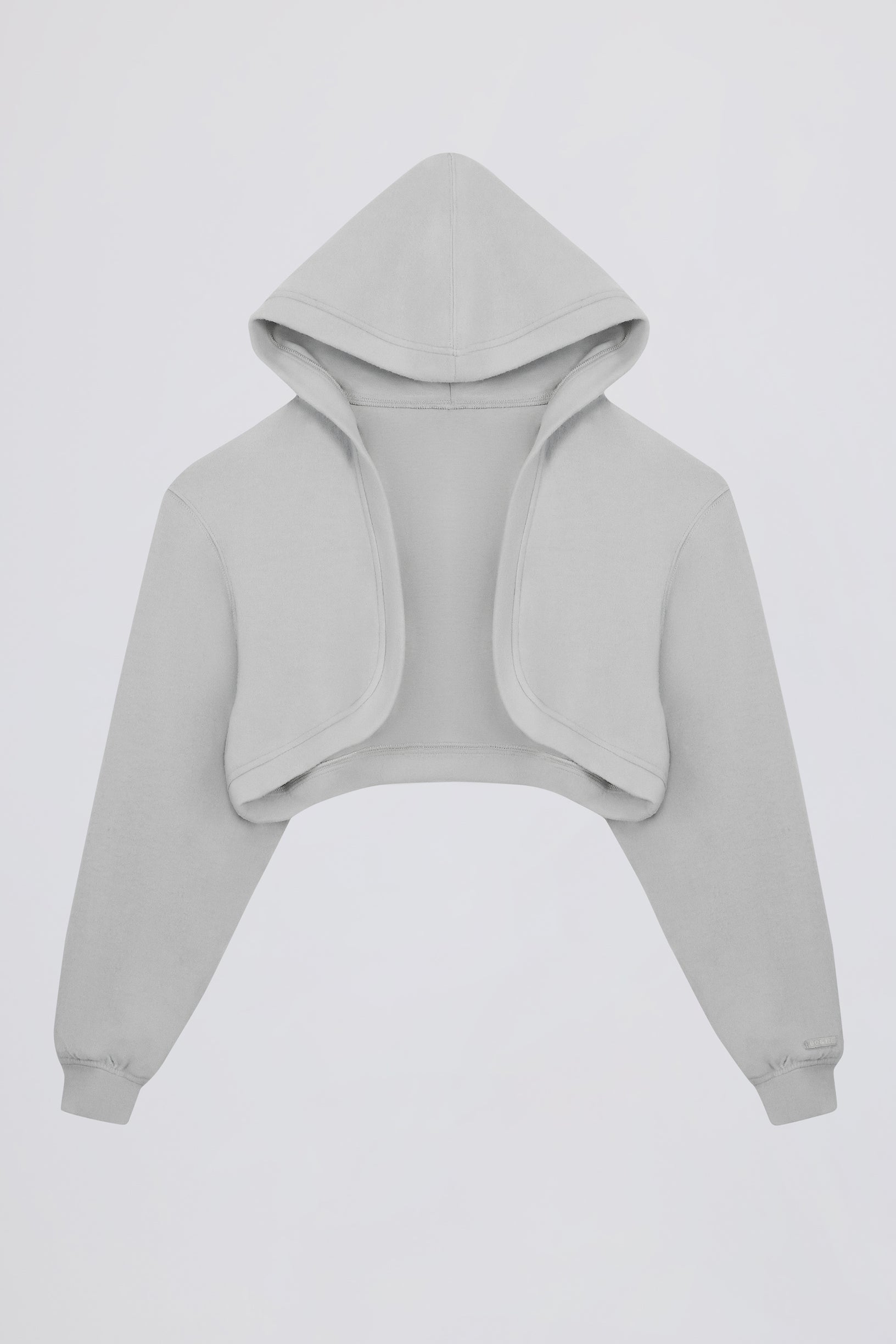 Brushed Jersey Hooded Cropped Shrug in Fog Grey - 2