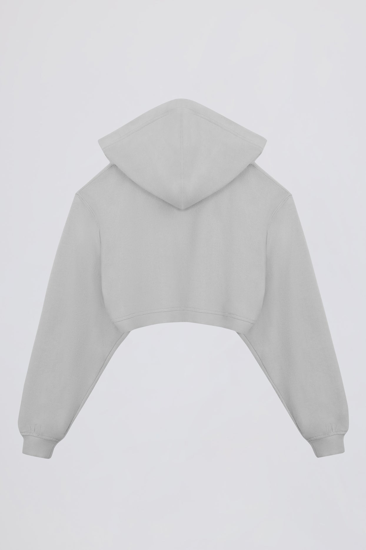 Brushed Jersey Hooded Cropped Shrug in Fog Grey - 3