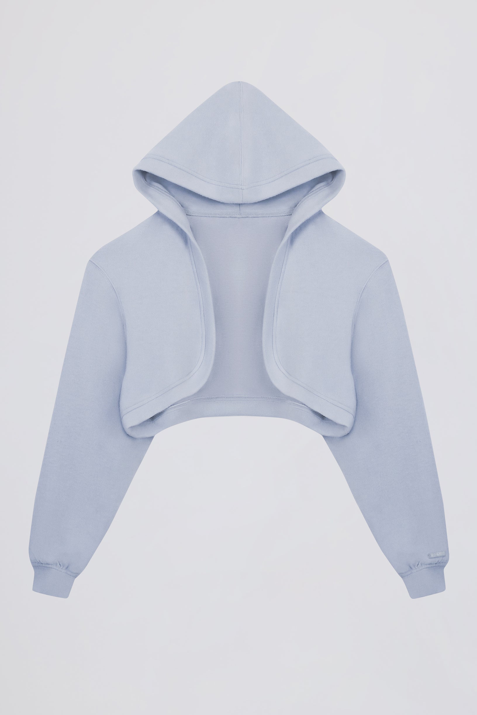 Brushed Jersey Hooded Cropped Shrug in Soft Blue - 2