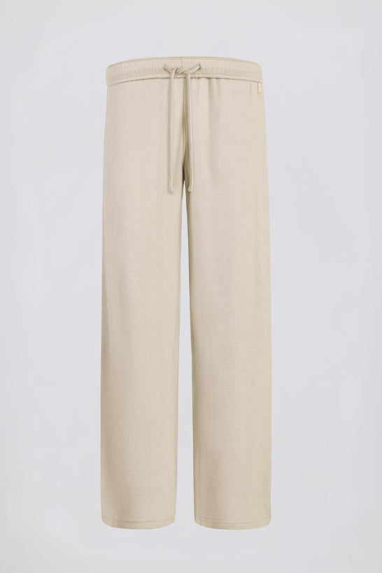 Brushed Jersey Wide-Leg Joggers in Ecru