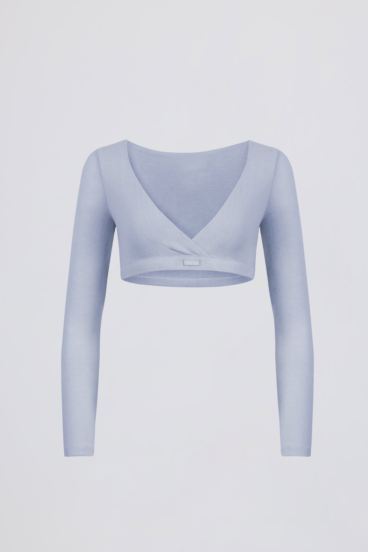 Brushed Jersey V-Neck Crop Top in Soft Blue - 2