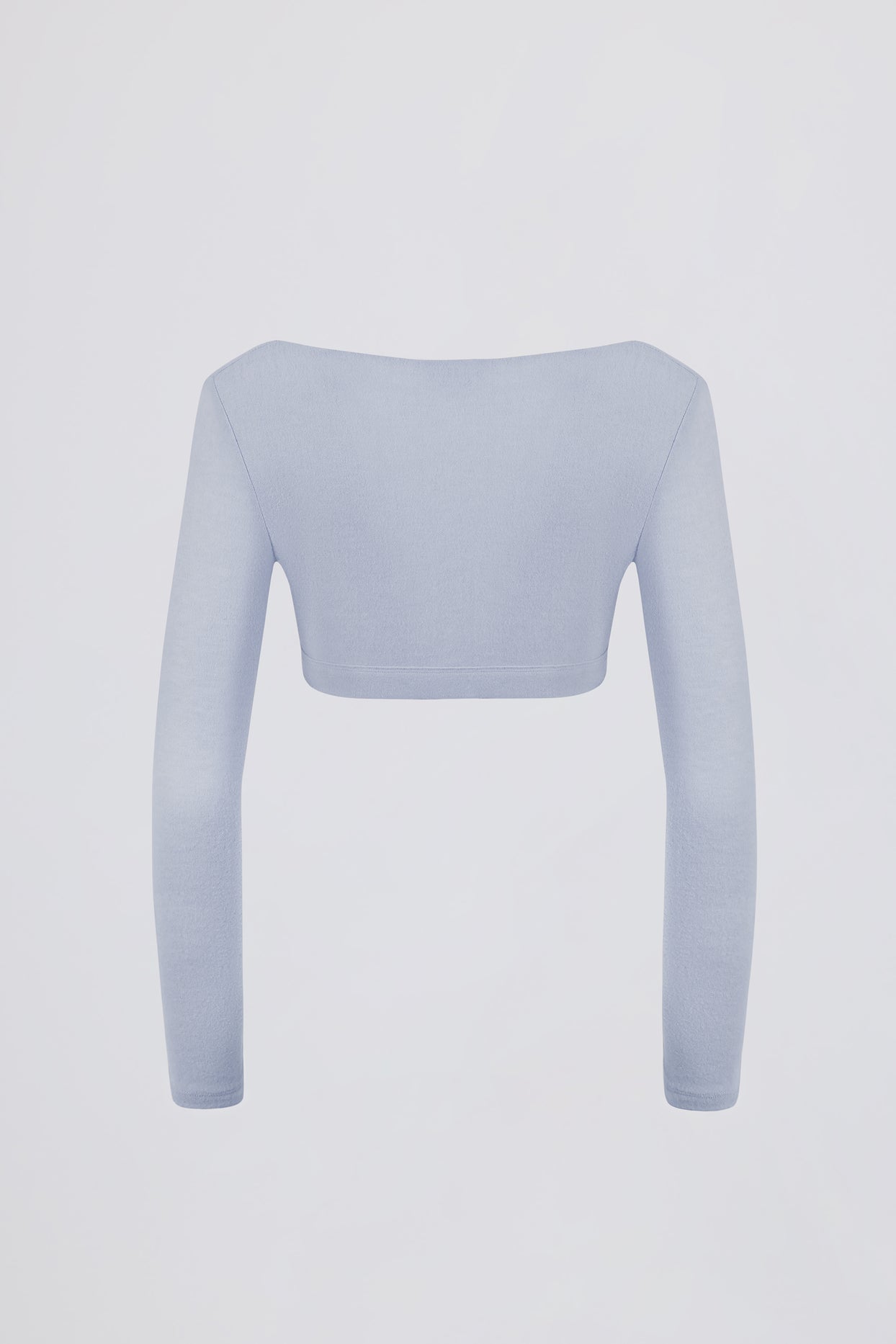 Brushed Jersey V-Neck Crop Top in Soft Blue - 3