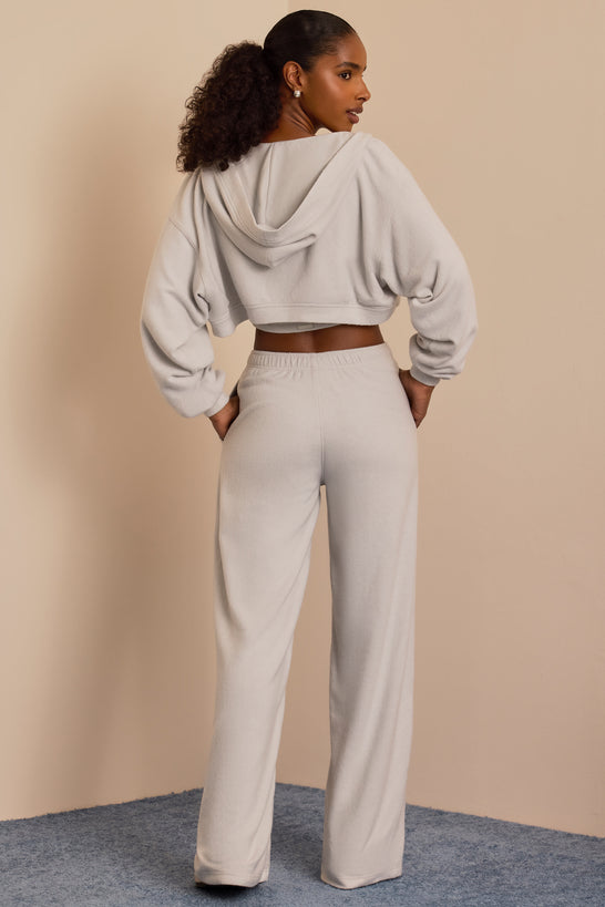 Petite Brushed Jersey Wide-Leg Joggers in Fog Grey