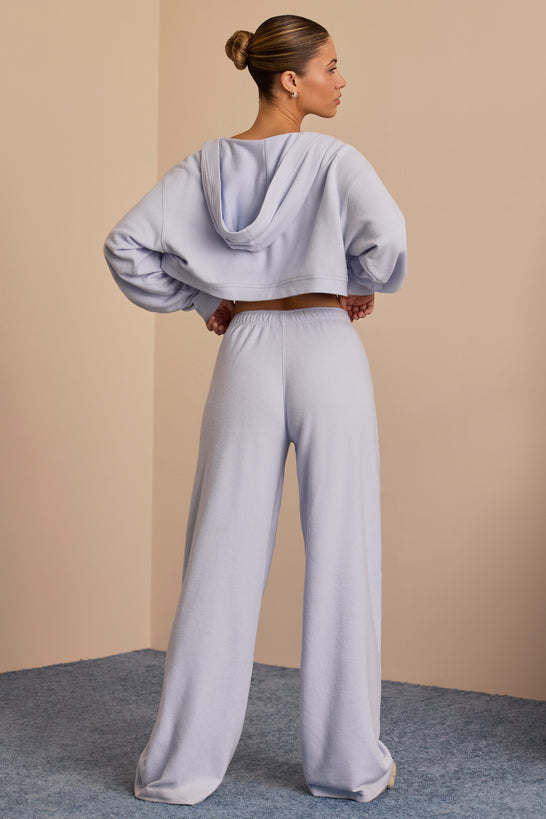 Petite Brushed Jersey Wide-Leg Joggers in Soft Blue