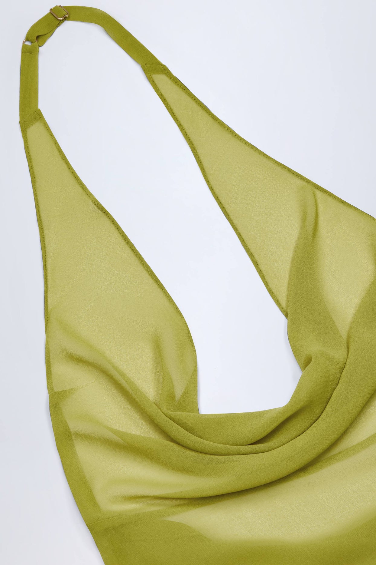 Cowl-Neck Backless Mini Dress in Olive Green - 6