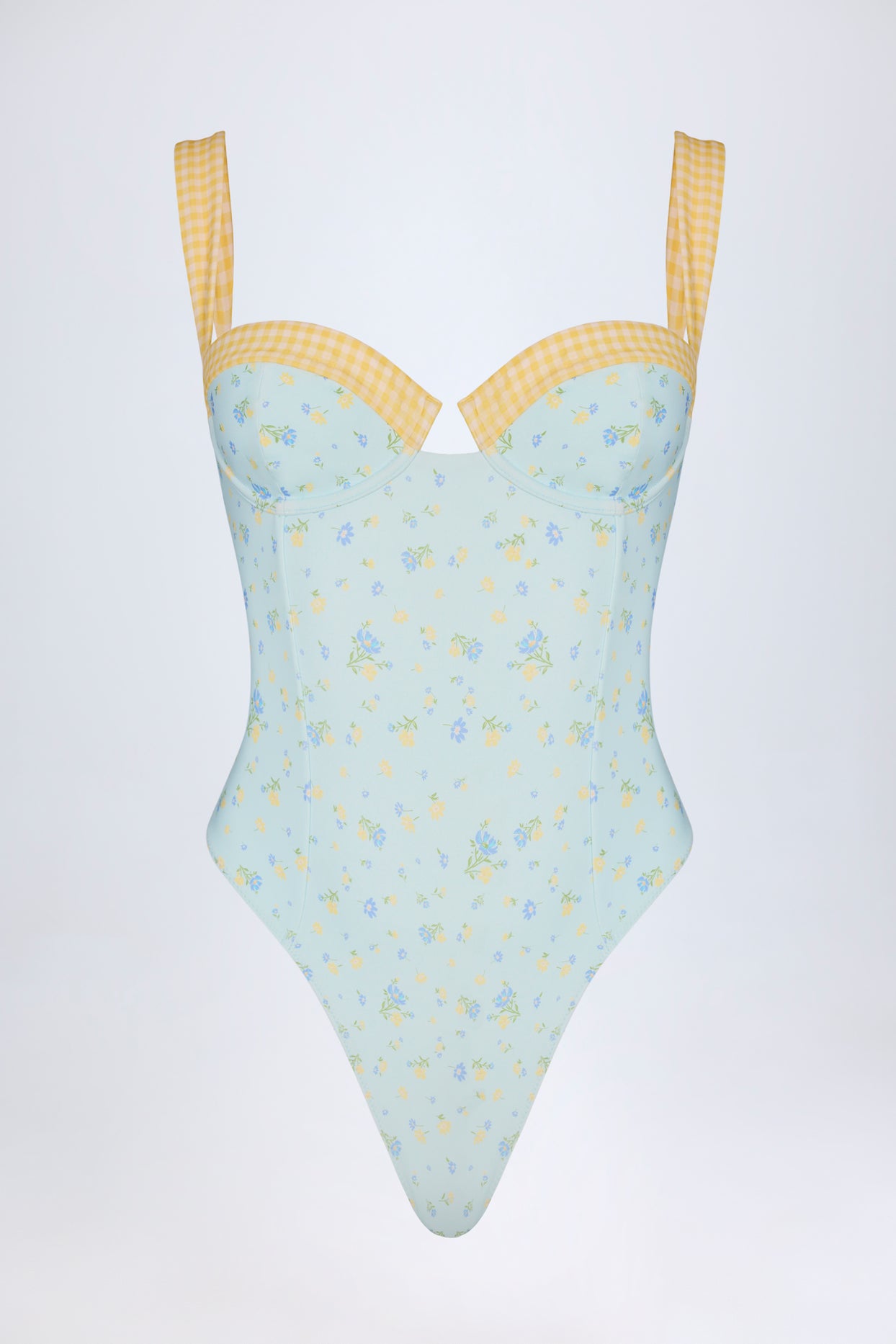 Underwired Balconette Swimsuit in Blue Floral - 4