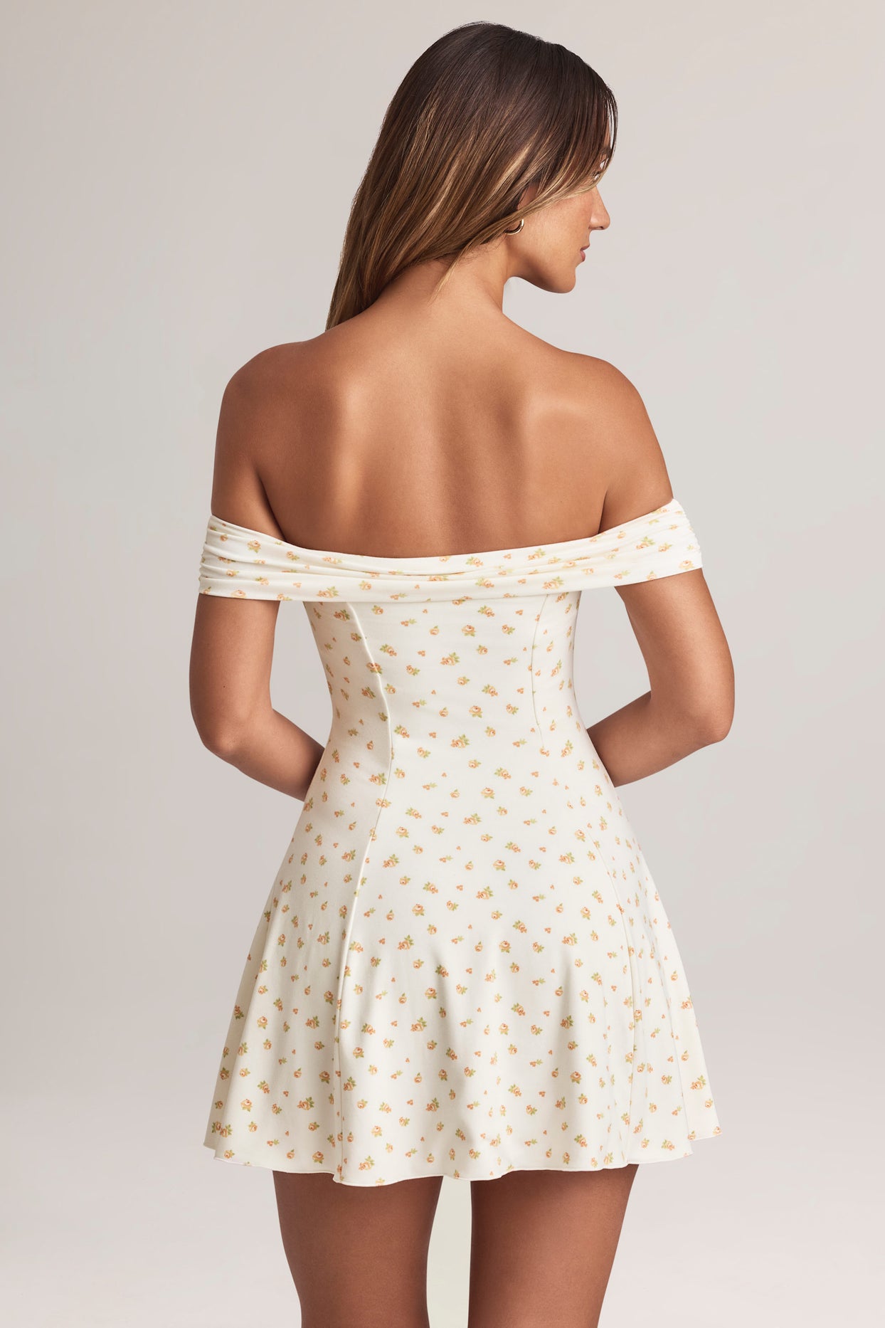 Modal Off-Shoulder A-Line Mini Dress in Floral Print - 7