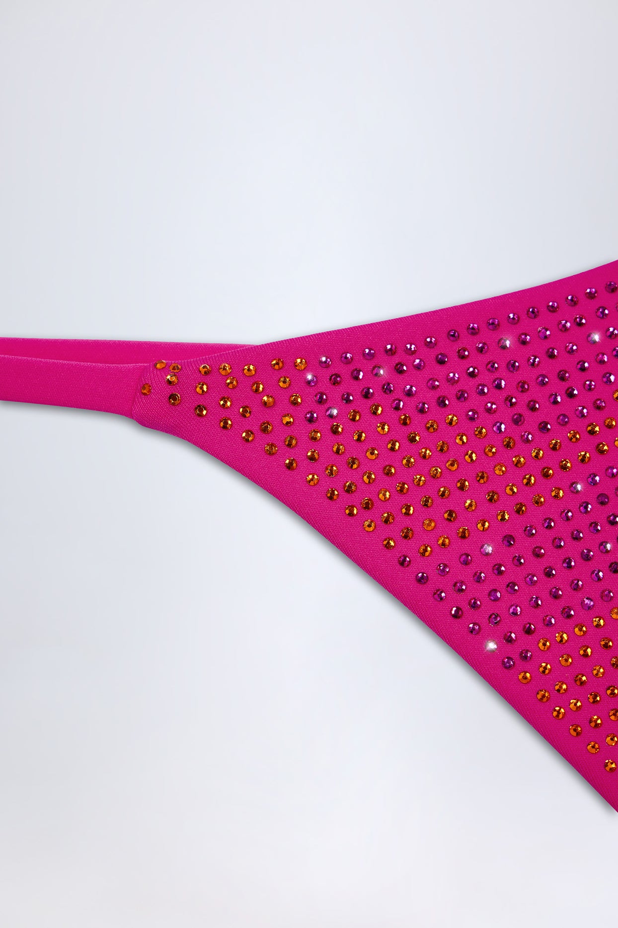 Embellished Thong Bikini Bottoms in Pink Tropical Print - 6