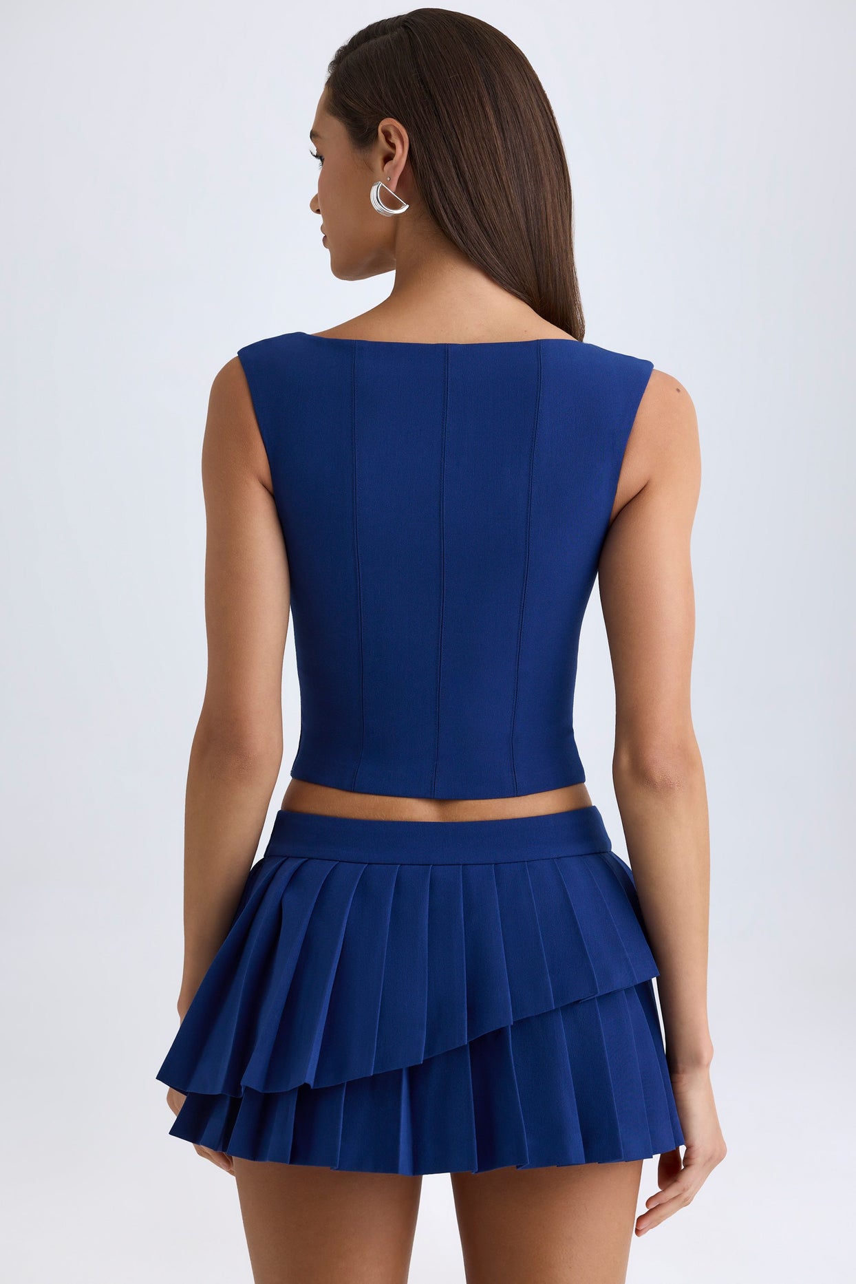 Open-Front Crop Top in True Navy - 3