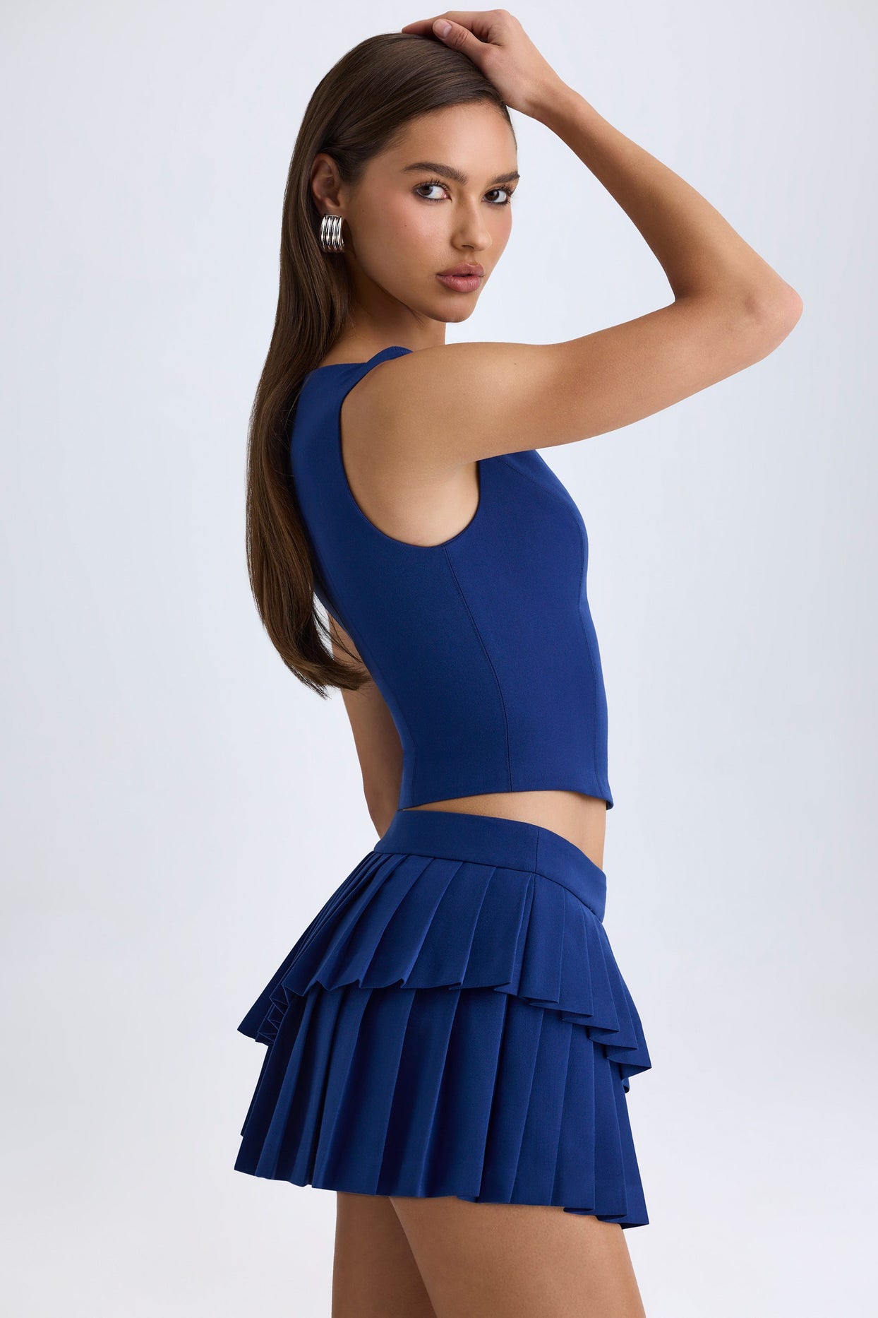 Open-Front Crop Top in True Navy - 4