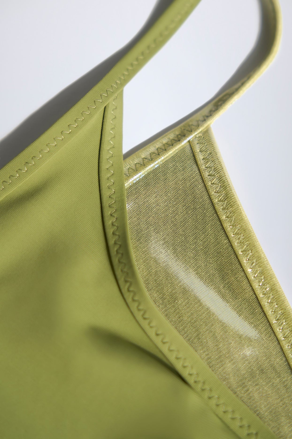 Metallic Layered Bikini Top in Green - 5