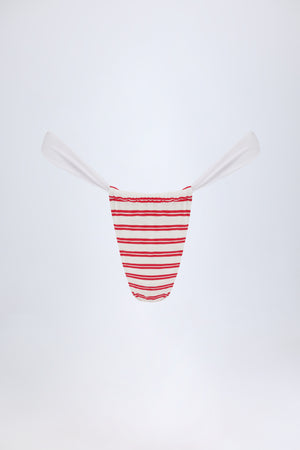 Ruched Cheeky Bikini Bottoms in Cherry Red