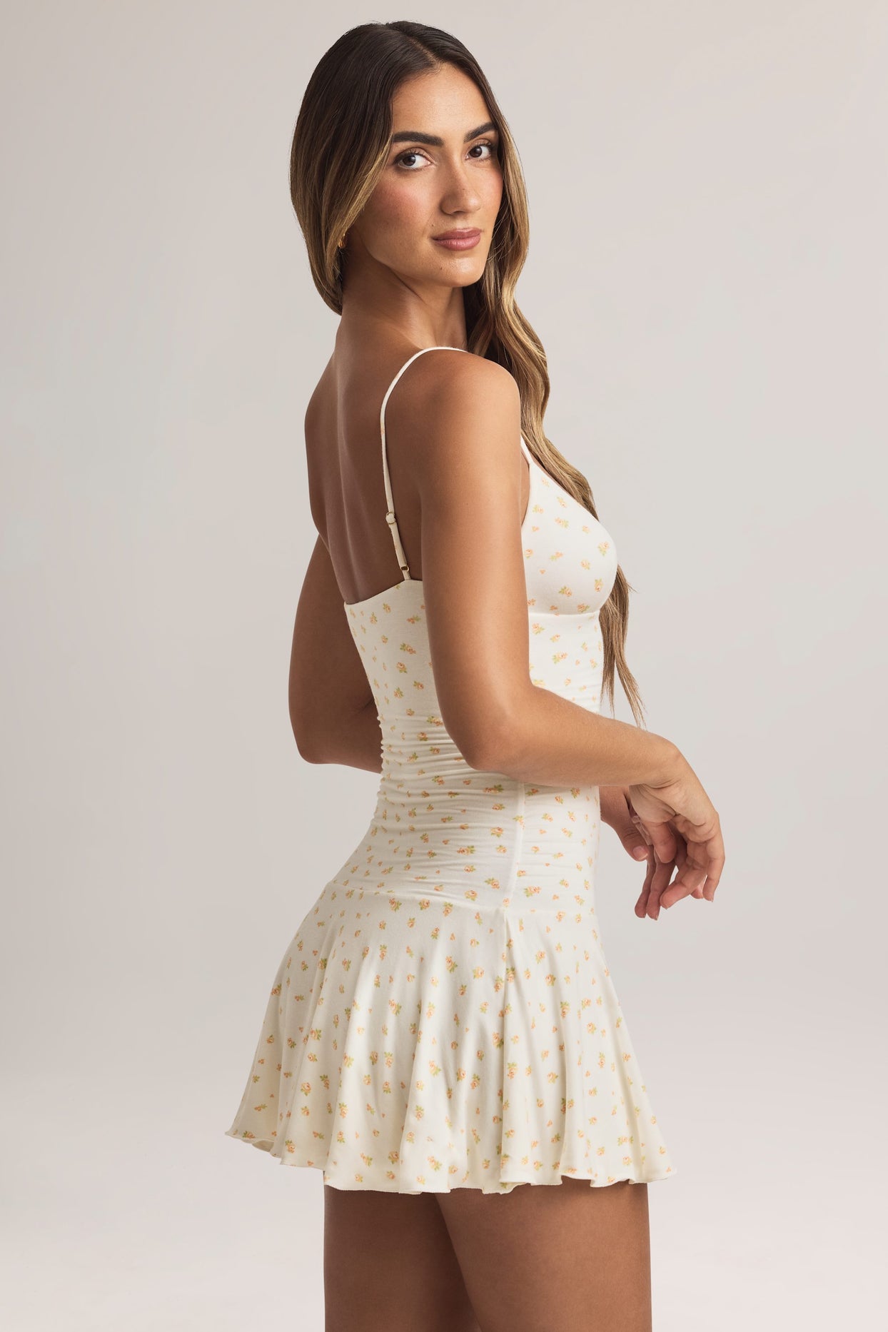 Modal Ruched A-Line Mini Dress in Floral Print - 2