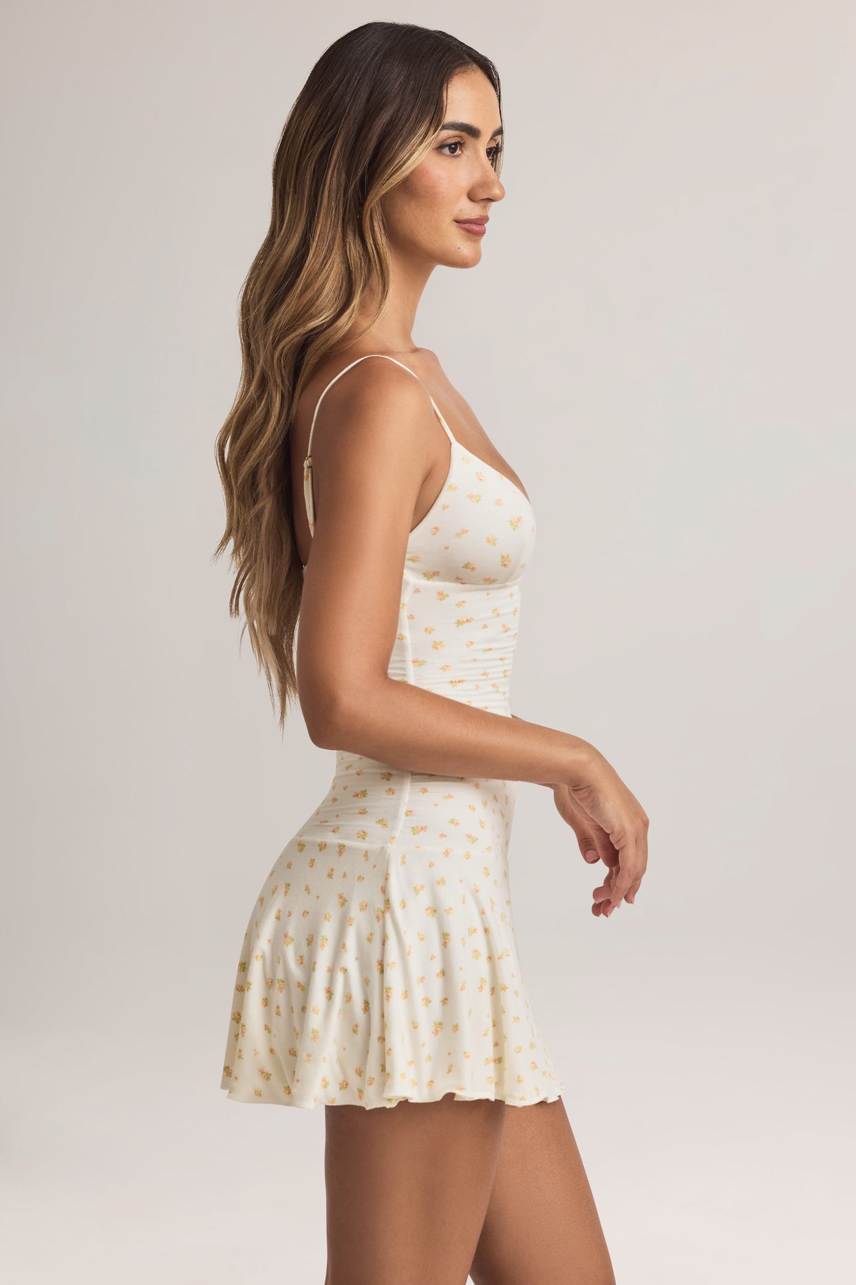 Modal Ruched A-Line Mini Dress in Floral Print - 5