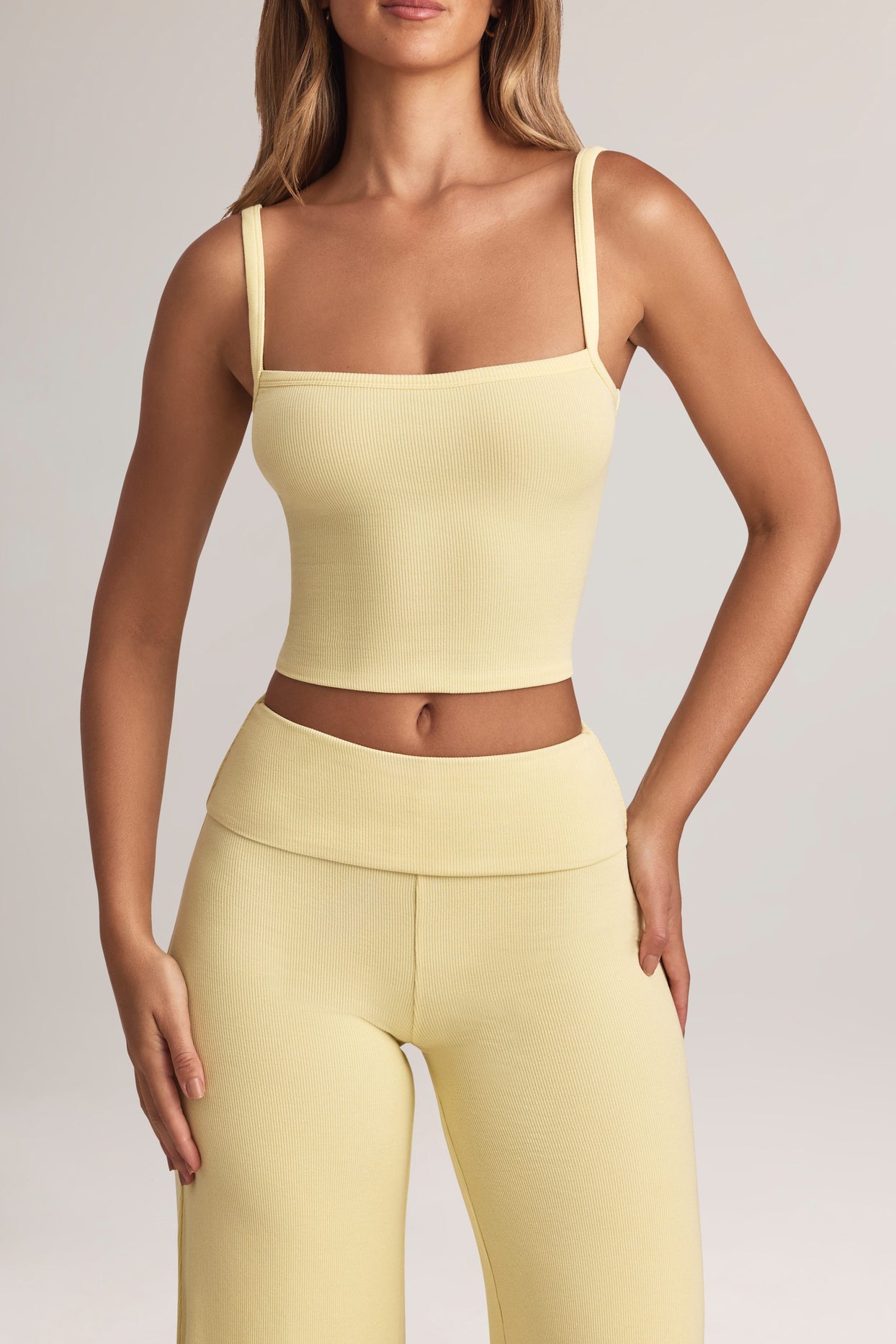 Modal Square-Neck Camisole Top in Lemon Sherbet - 4