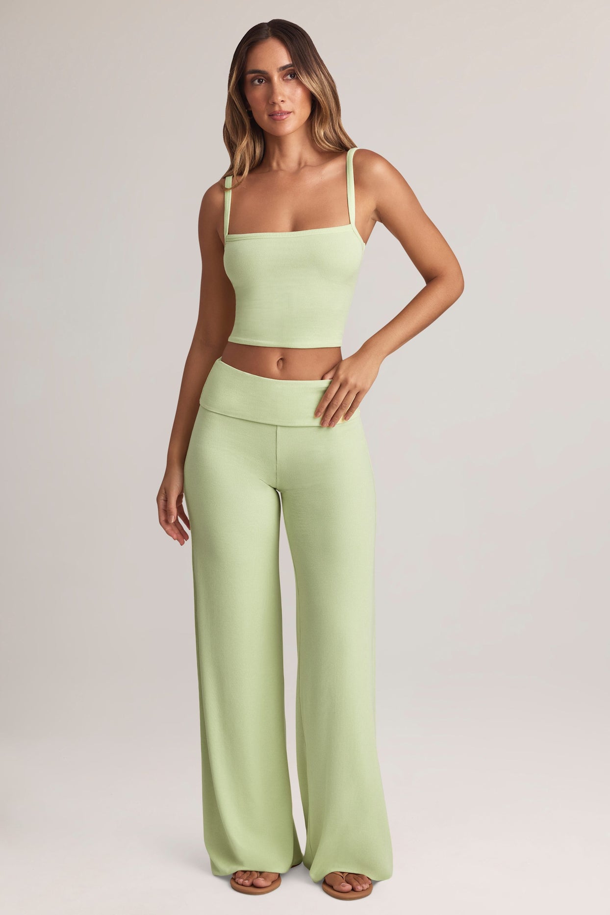 Modal Square-Neck Camisole Top in Sage Green - 6