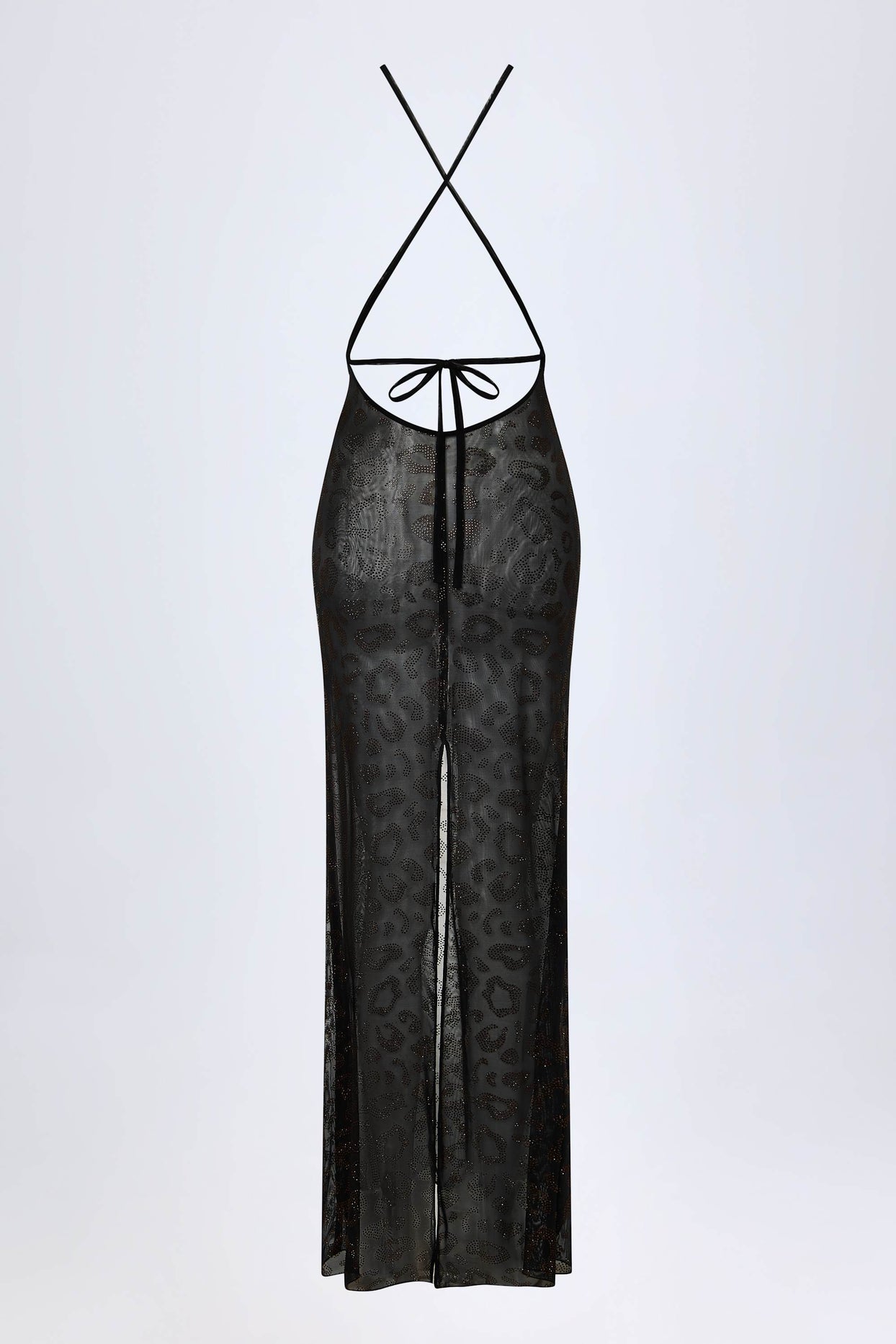 Embellished Backless Maxi Dress in Black - 4