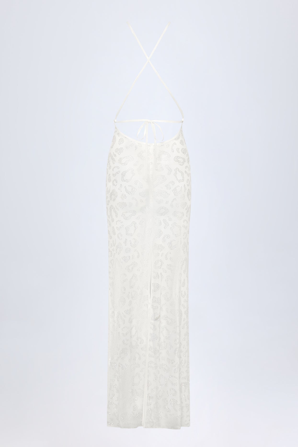 Embellished Backless Maxi Dress in White - 4