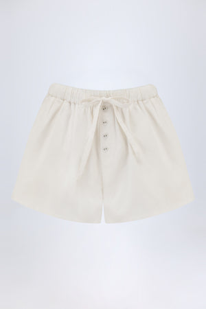 Mid-Rise Cotton-Poplin Shorts in White